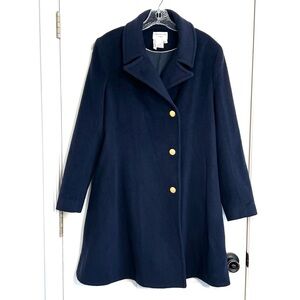 Charles Gray London navy peacoat gold buttons cashmere wool blend women’s XL